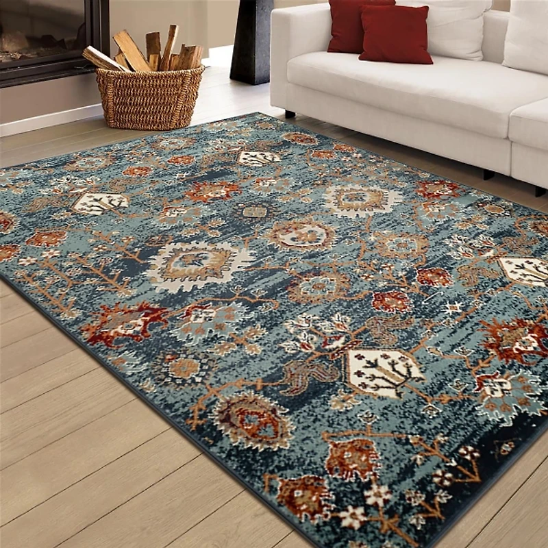 Teal Allure Classic Floral Area Rug