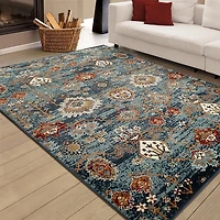 Teal Allure Classic Floral Area Rug