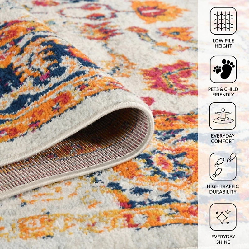 Ivory Alexandria Farmhouse Floral Area Rug