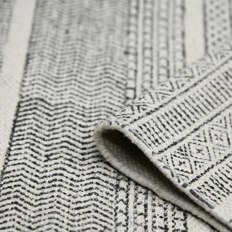 Charcoal Dune Geometric Flat Weave Area Rug