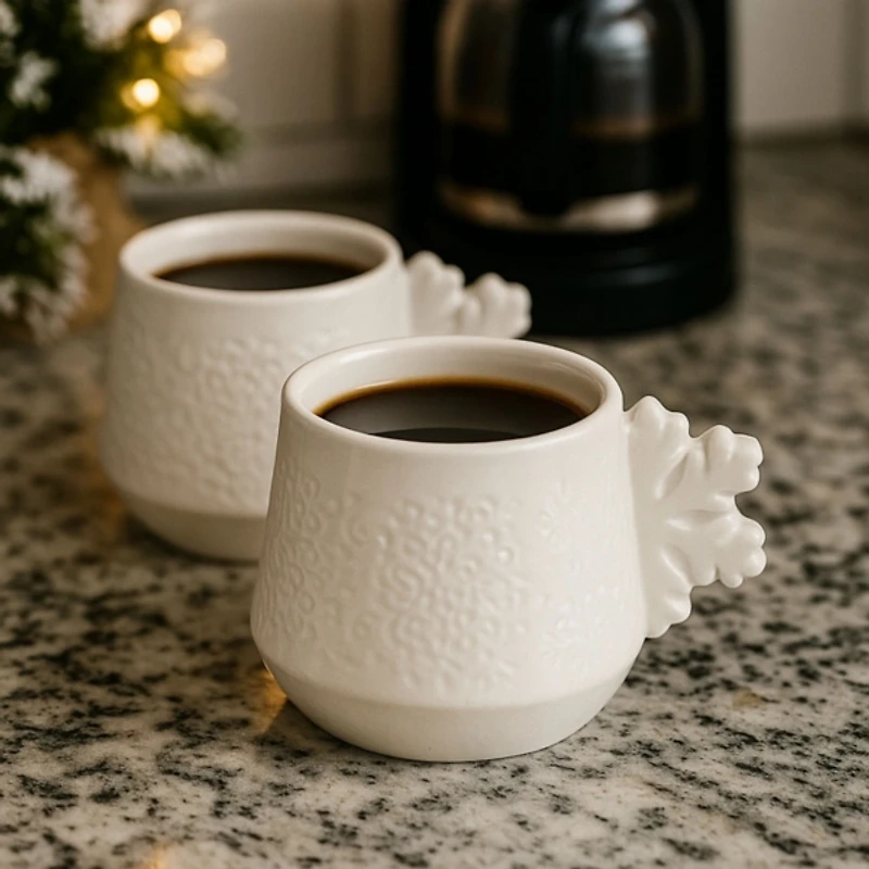 Snowflake Handle Espresso Cups, Set of 6