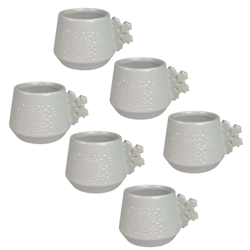 Snowflake Handle Espresso Cups, Set of 6