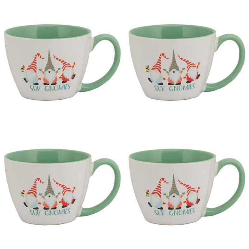 Christmas Gnomies Mugs, Set of 4