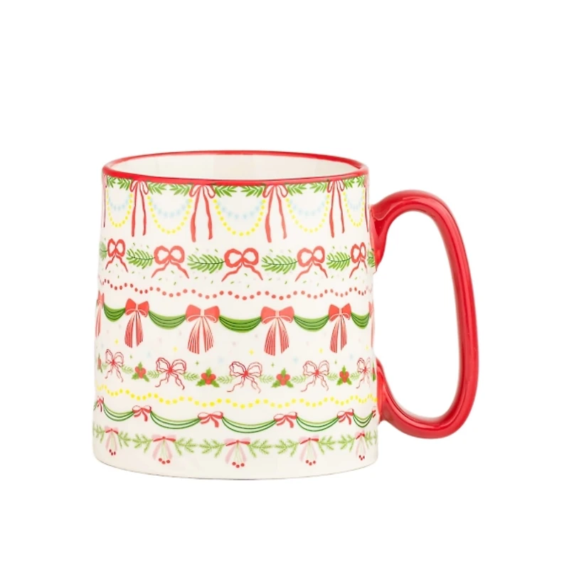 Bella Garland Christmas Mugs, Set of 4