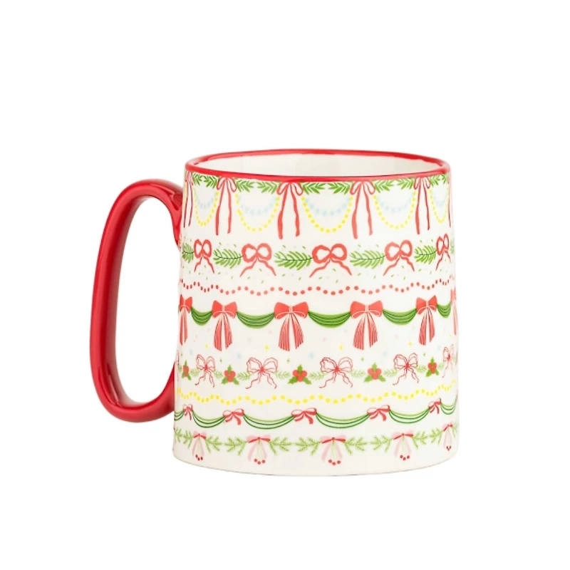 Bella Garland Christmas Mugs, Set of 4