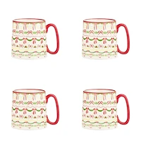 Bella Garland Christmas Mugs, Set of 4