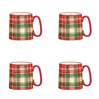 Bella Tartan Christmas Mugs, Set of 4