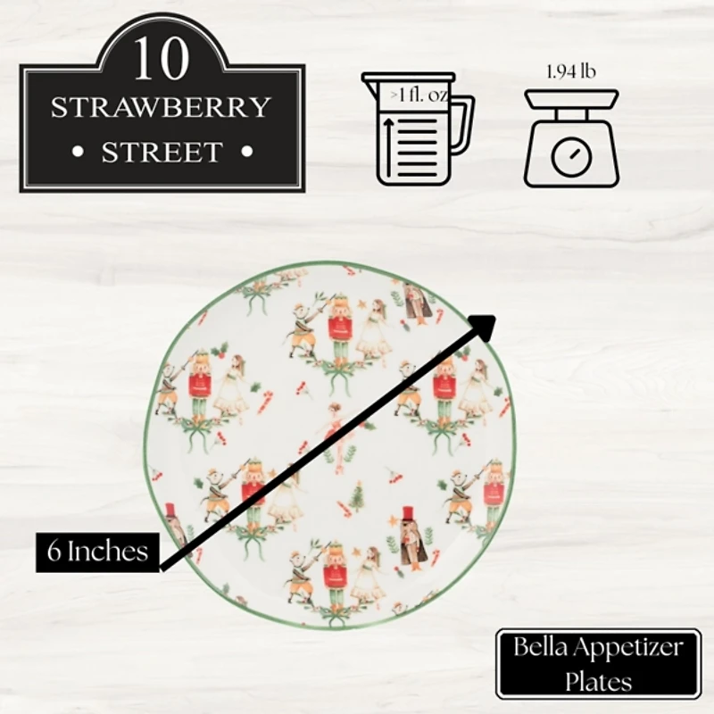 Bella Nutcracker Appetizer Plates, Set of 4