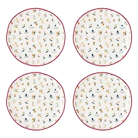 Bella Skiers Christmas Appetizer Plates, Set of 4