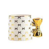Gold Bow Handle Mugs, Set of 4