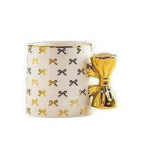 Gold Bow Handle Mugs, Set of 4