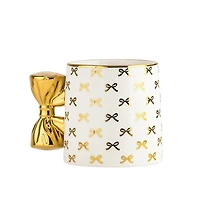 Gold Bow Handle Mugs, Set of 4