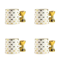 Gold Bow Handle Mugs, Set of 4