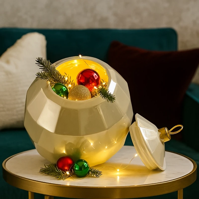 White Disco Ball Christmas Cookie Jar