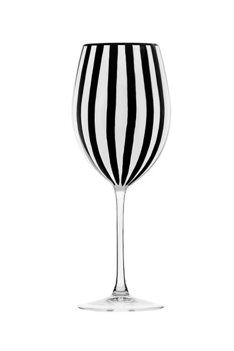 Black and White Stripe Wine Glasses, Set of 4