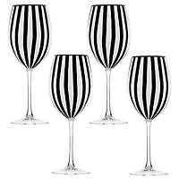 Black and White Stripe Wine Glasses, Set of 4