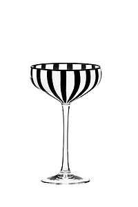 Black and White Stripe Coupe Glasses, Set of 4