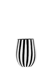 Black White Stripe Stemless Wine Glasses, Set of 4