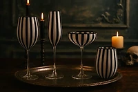 Black White Stripe Stemless Wine Glasses, Set of 4