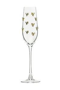 Gold Bow Charm Champagne Flutes, Set of 4