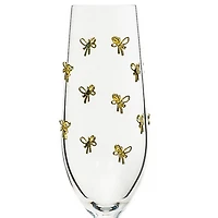 Gold Bow Charm Champagne Flutes, Set of 4