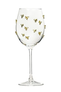 Gold Bow Charm Wine Glasses, Set of 4