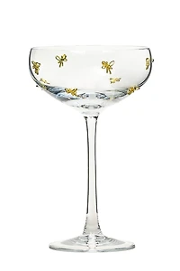 Gold Bow Charm Coupe Glasses, Set of 4