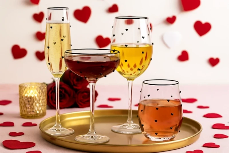 Charming Heart Champagne Flutes, Set of 4