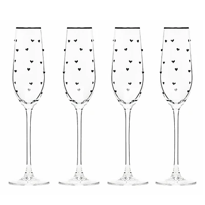 Charming Heart Champagne Flutes, Set of 4