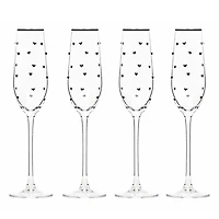 Charming Heart Champagne Flutes, Set of 4