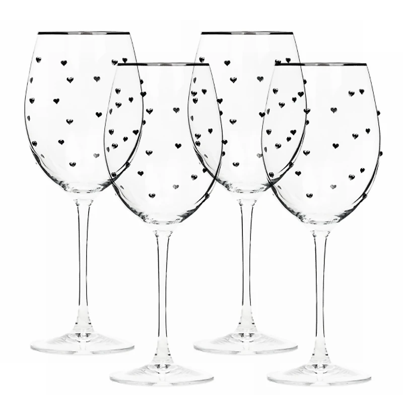 Charming Heart Wine Glasses, Set of 4