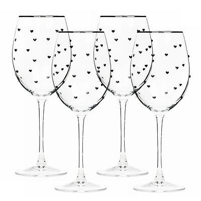 Charming Heart Wine Glasses, Set of 4