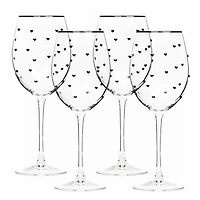 Charming Heart Wine Glasses, Set of 4