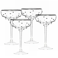 Charming Heart Coupe Glasses, Set of 4