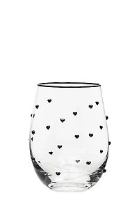 Charming Heart Stemless Wine Glasses, Set of 4