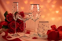 Charming Heart Stemless Wine Glasses, Set of 4