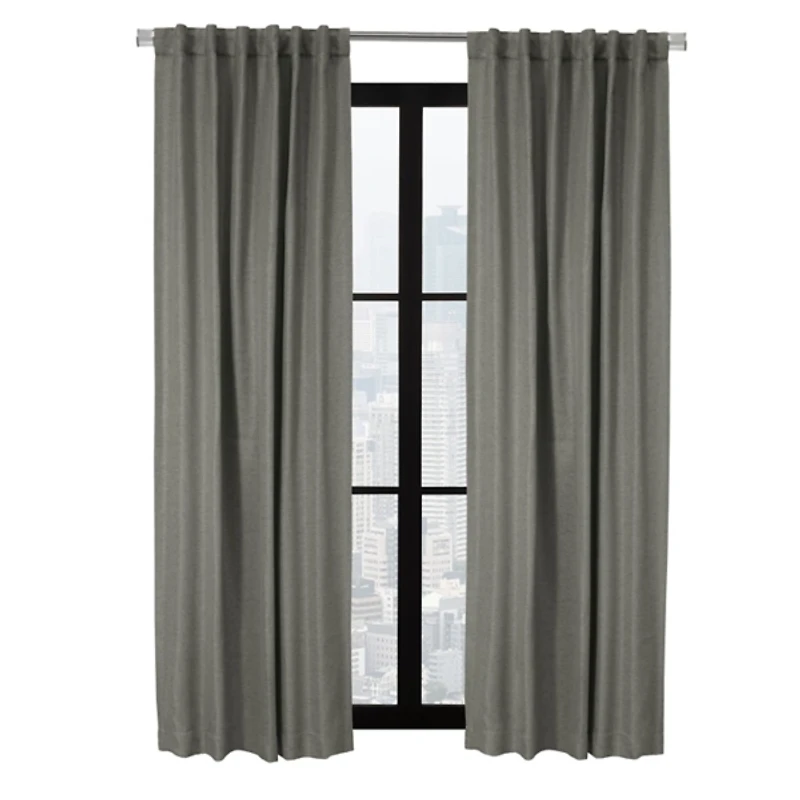 Galati Charcoal Dual Header Curtain Panel, 108 in.