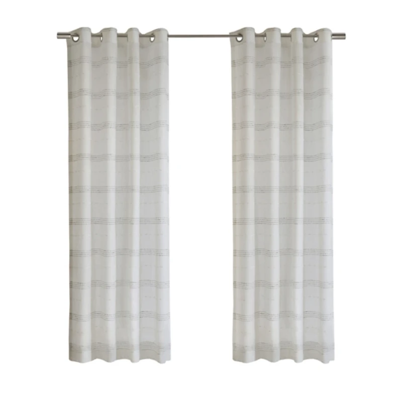 Jasper Sheer White Grommet Curtain Panel, 95 in.