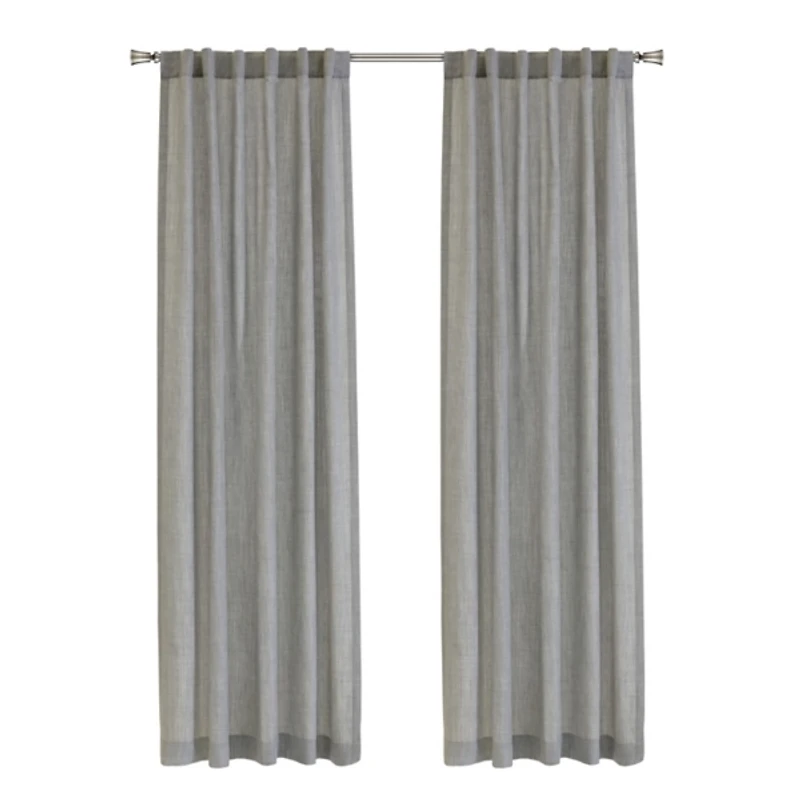Johnston Silver Dual Header Curtain Panel, 108 in.
