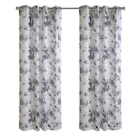 Nora Sheer Blue Floral Grommet Curtain Panel