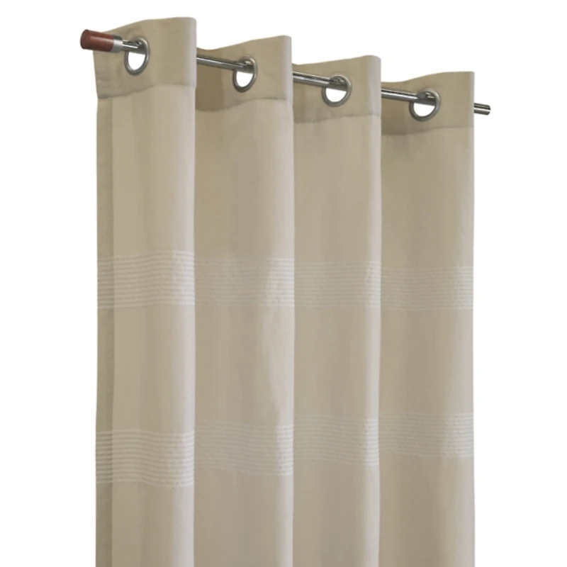 Phoebe Striped Taupe Grommet Curtain Panel
