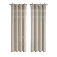Phoebe Stripe Taupe Grommet Curtain Panel, 108 in.