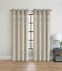Phoebe Stripe Taupe Grommet Curtain Panel, 108 in.