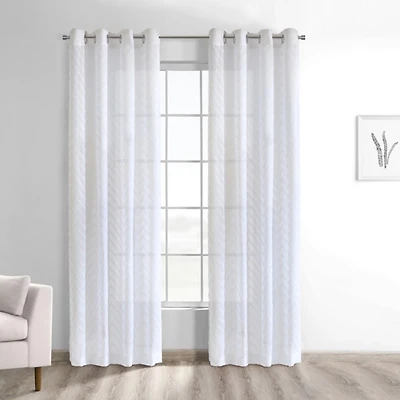 Regina Sheer White Grommet Curtain Panel, 108 in.