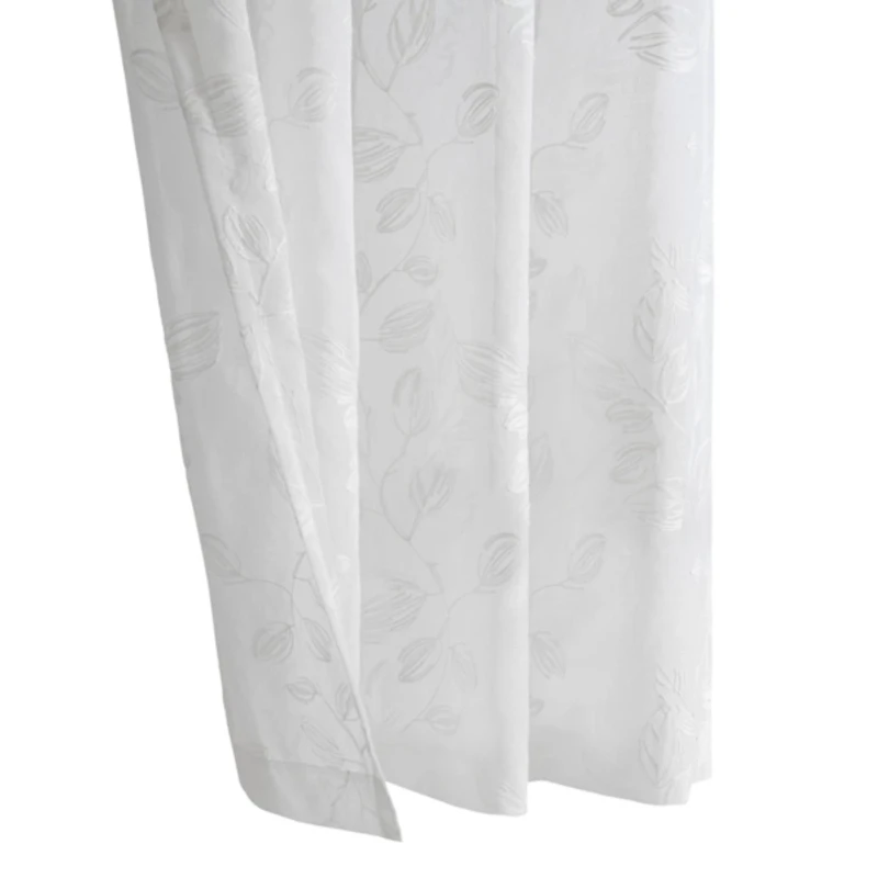 Selina Sheer Leaves Grommet Curtain Panel, 108 in.