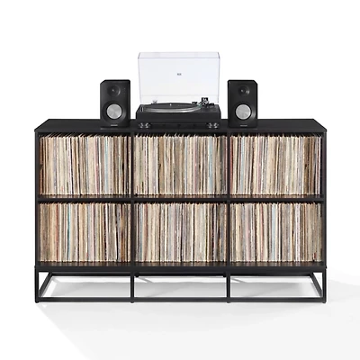 Enzo Black 6-Cube Record Storage Media Cabinet