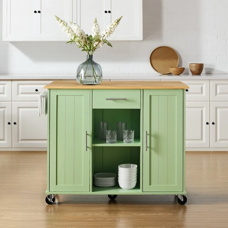 Stella Mint Drop-Leaf Kitchen Cart