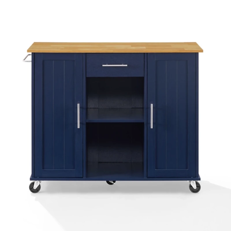 Stella Navy Drop-Leaf Kitchen Cart