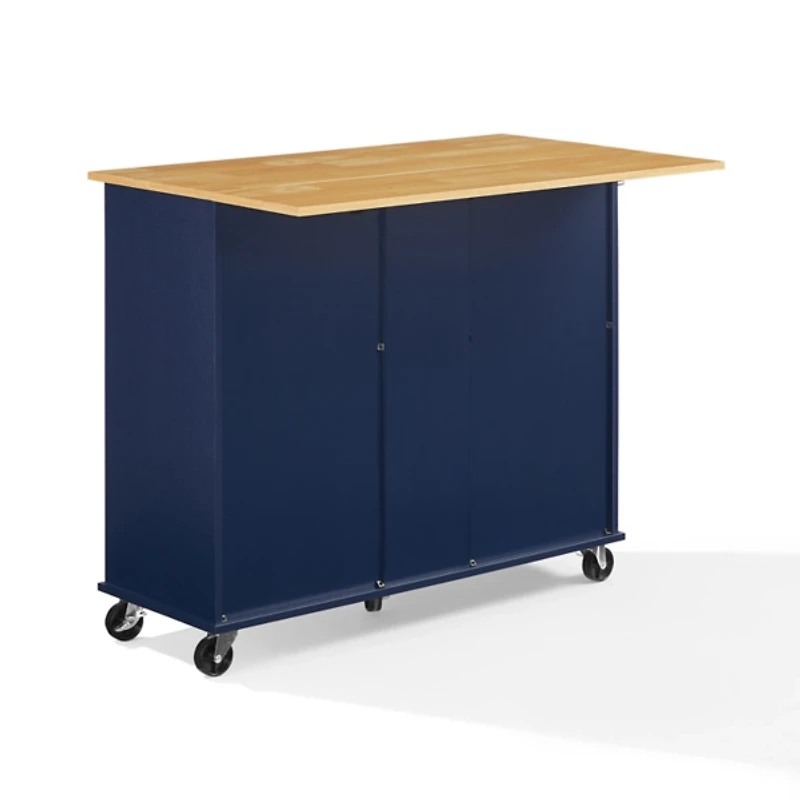 Stella Navy Drop-Leaf Kitchen Cart