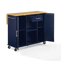 Stella Navy Drop-Leaf Kitchen Cart